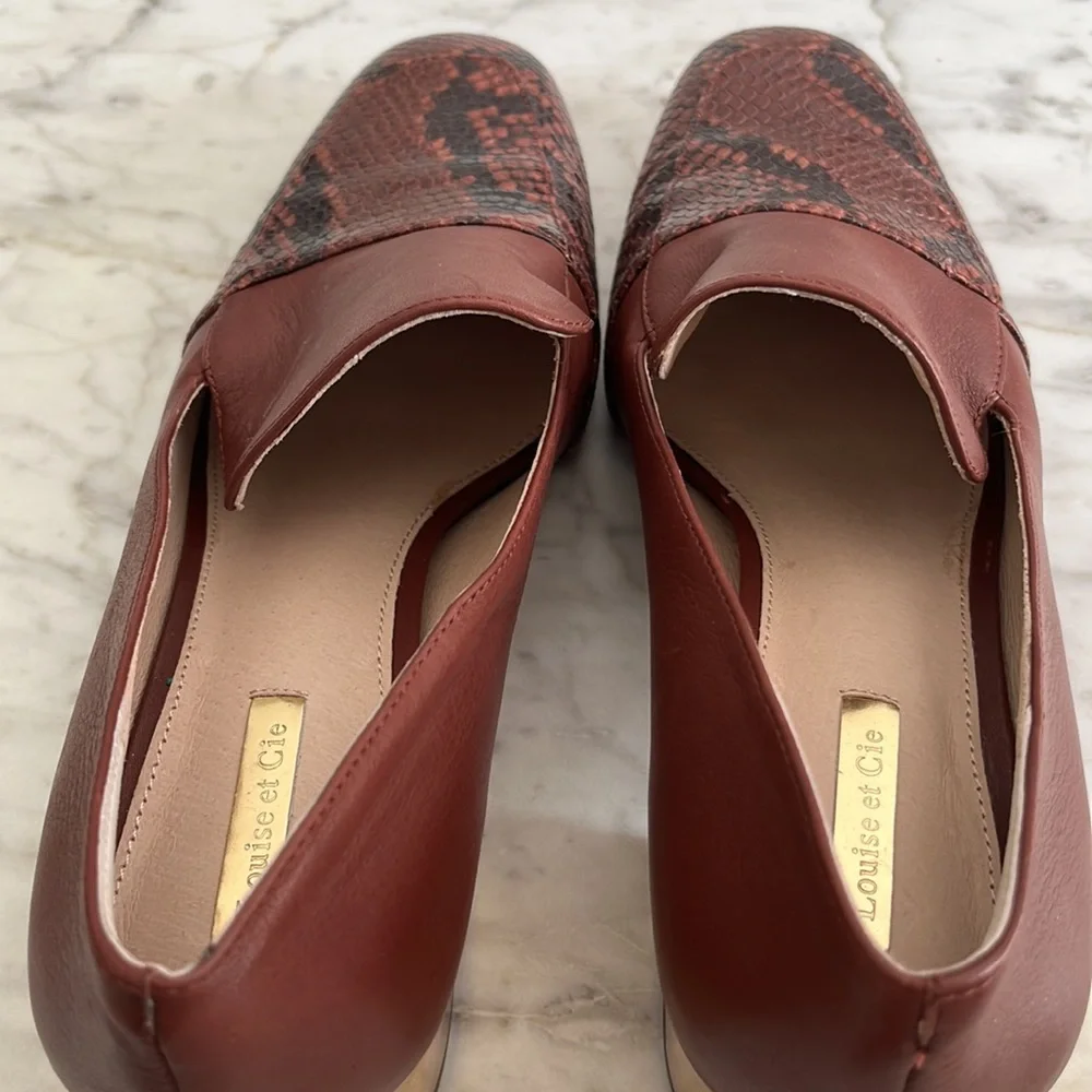 Louise et Cie maroon snake skin leather loafer 11 - Picture 6 of 9